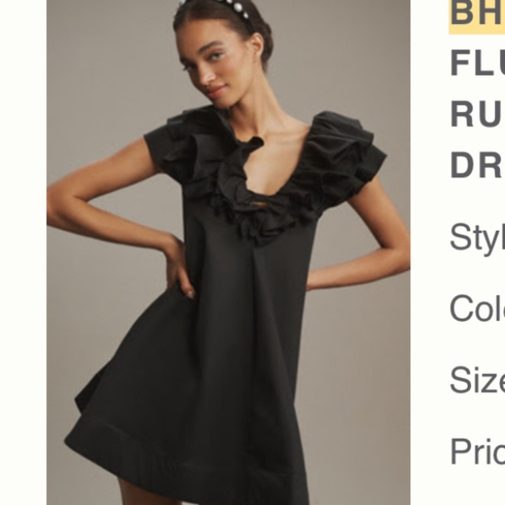 BHLDN FALLON FLUTTER-SLEEVE RUFFLED V-NECK MINI
Dress Size Small